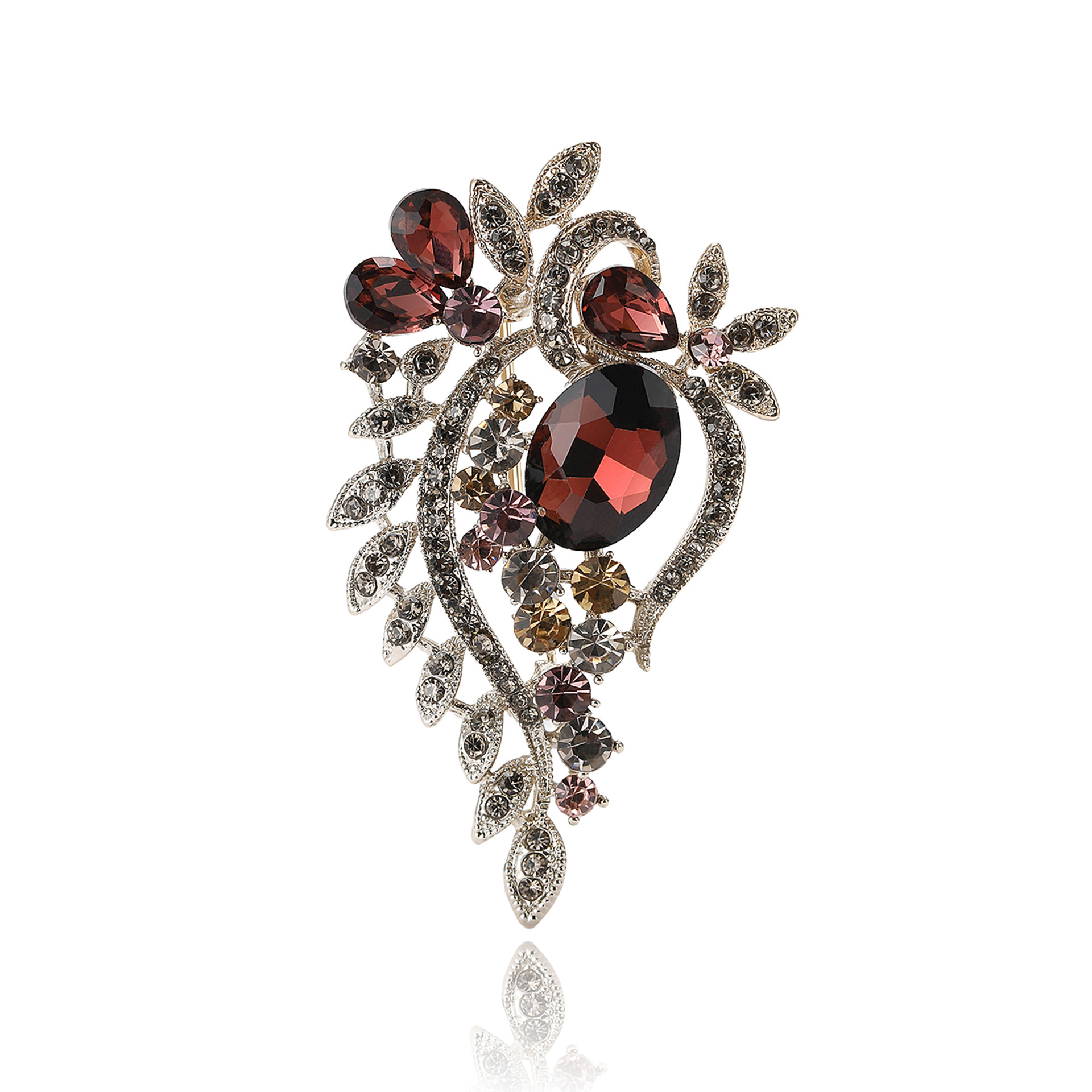 metal small glass fashionable brooch