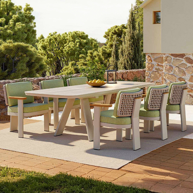 Mesa y silla al aire libre patio villa jardín balcón al aire libre silla de ocio hotel resort impermeable muebles de madera maciza
