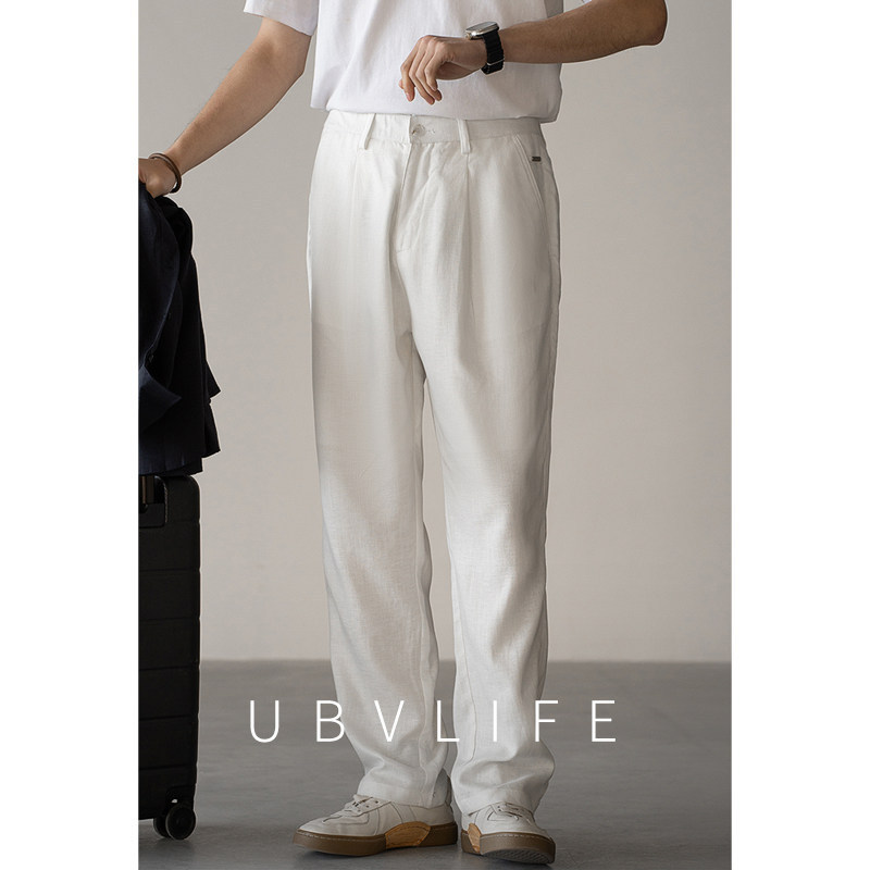 [Urban Sports Series] Lyocell Linen Drapey Casual Pants for Men 2026 Spring Breathable Relaxed Straight Pants