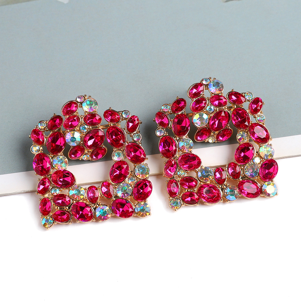 Geometric Pattern Women'S Gender Plating, Inlay Design 1 Pair Retro Lady Geometric Plating Inlay Metal Artificial Gemstones Earrings