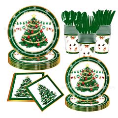 クリスマスクロスボーダー新製品使い捨て紙皿クリスマスツリースノーフレークビスケットパーティー用品使い捨て食器セット