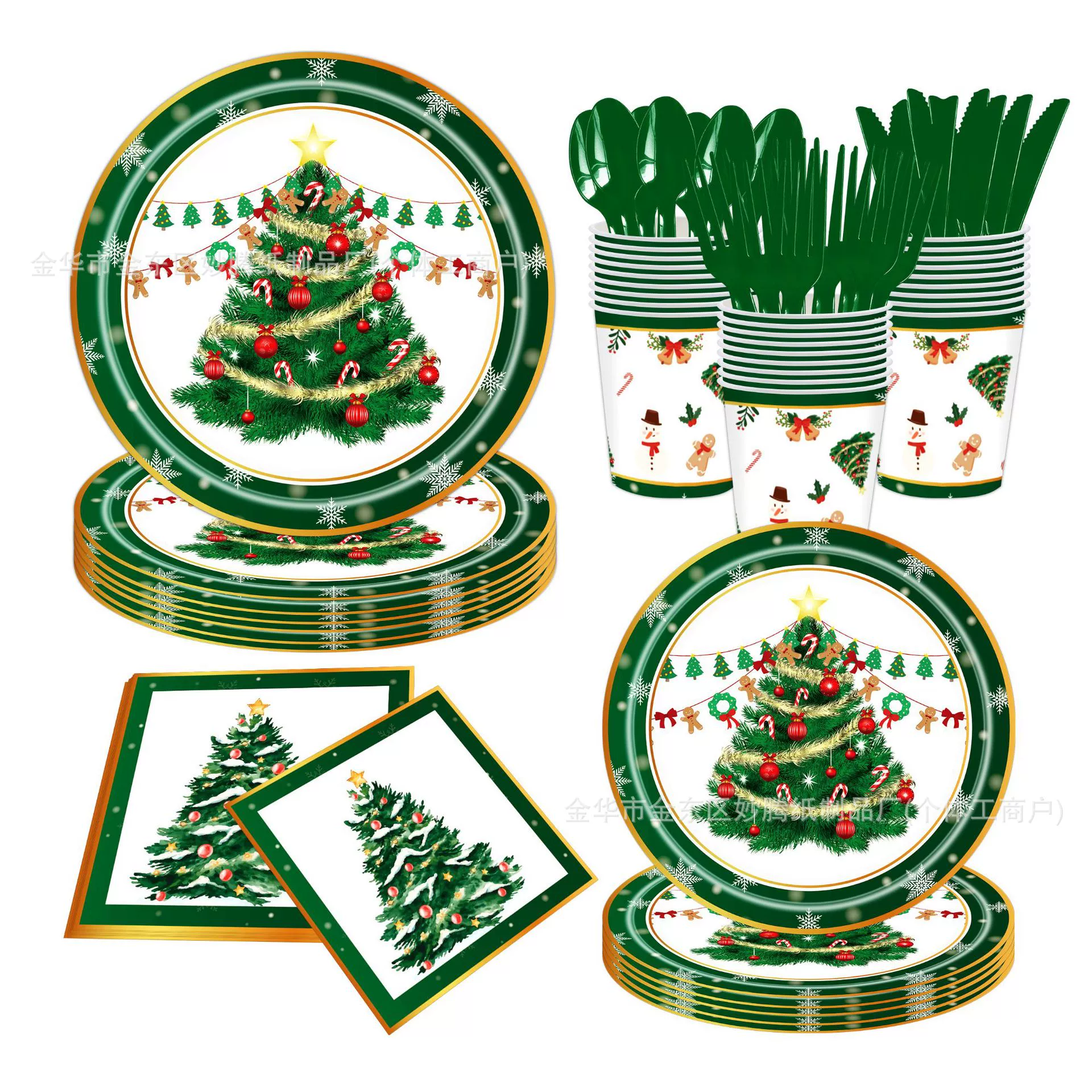 Christmas disposable tableware, set, (Cross-border trading), with snowflakes