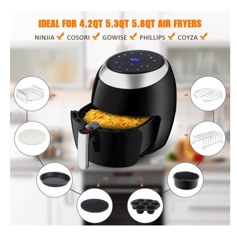 Air Fryer Accessories 8in 12-Piece Set Cake Basket Suitable for 3.5-5.8qt Cross-border Wish AliExpress and other platforms