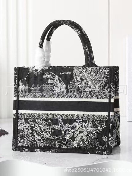新品高品質白黒星座booktoteトートバッグ刺繍レディース女性カバン大容量手提げハンドバッグ|undefined