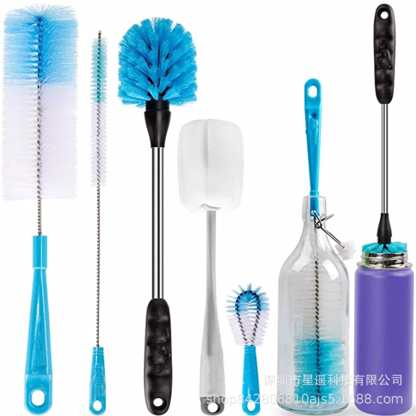 아마존 국경 간 베스트셀러 맥주병 와인 좁은 컵 튜브 싱크 컵 뚜껑 빨대 청소 브러시 ​​5피스 세트 재고 있음