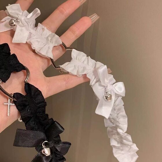 Bow Heart Bell Leg Ring Female Punk Lace Thigh Ring Leg Chain Jewelry Neck Strap Collar Clavicle Chain with