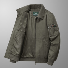 2025秋季新款水洗棉飞行夹克外套男春秋飞行员夹克棒球服大码8026