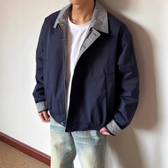 秋季高级感美式高街黑色格纹拼接夹克外套男款痞帅cleanfit棒球服