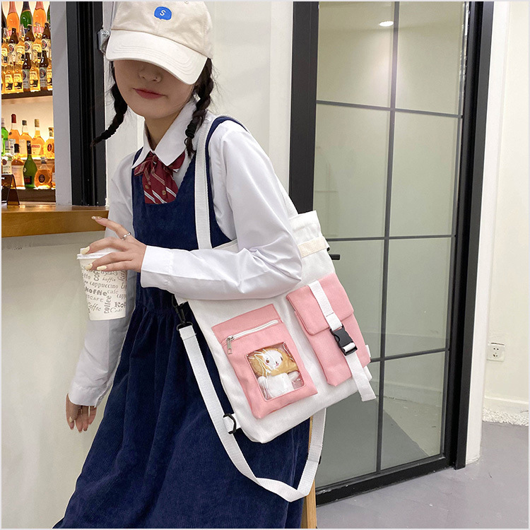 Factory wholesale 2021 new Korean-style canvas handbags, large-capacity multi-functional student cloth bags, four-use bags undefined