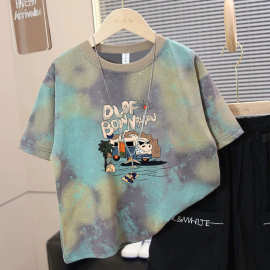 女孩t恤夏装新款洋气小女孩半袖动漫短袖儿童宽松打底衫潮