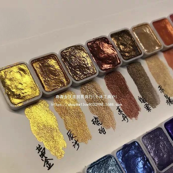 Золотой и серебряный порошок, минеральный перламутровый акварельный пигмент, твердая упаковка, дизайн ногтей, тангка, китайская живопись, золотой поляризованный золотой порошок, блестки