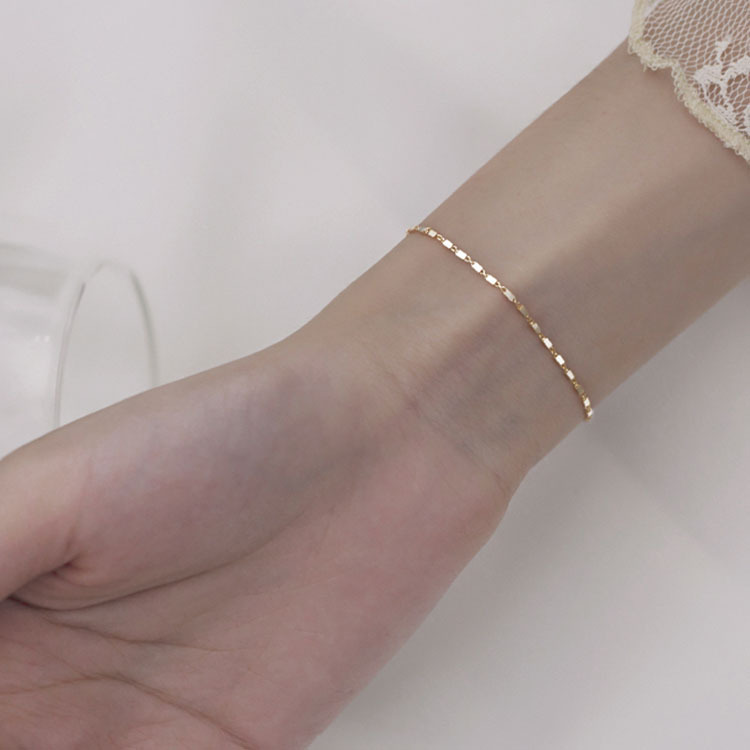 Asahi Simple Fine Square Bracelet Women's ins Niche Design Japanese Light Luxury Trendy Online Popular All-match Bracelet for Girlfriends