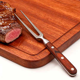 铸钢大肉叉烧烤分肉叉BBQ工具彩木柄叉子烧烤叉