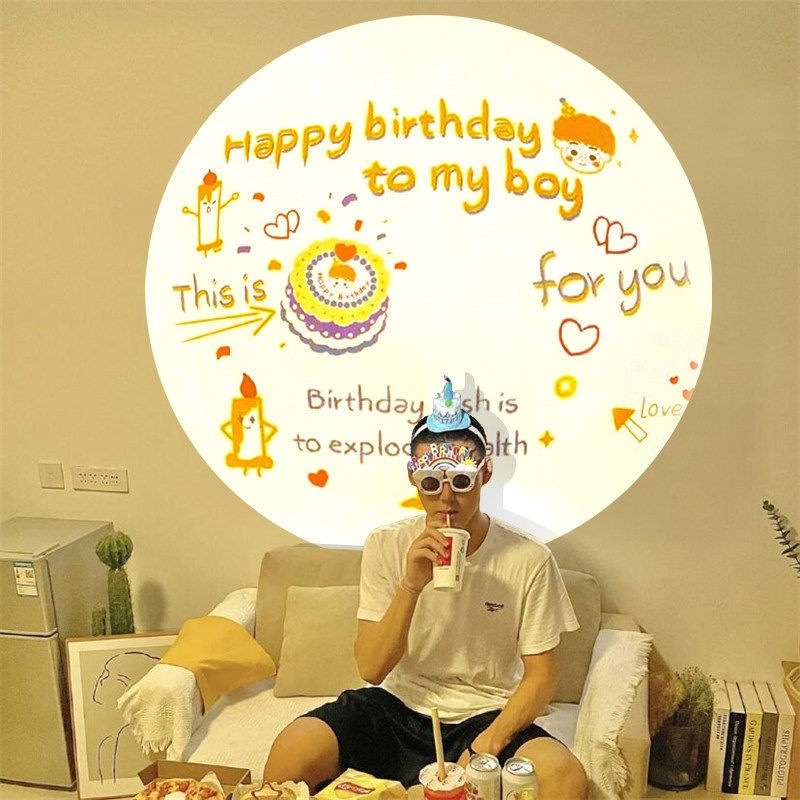 생일 축하해 내 소년 프로젝터 램프 [무료 배터리]