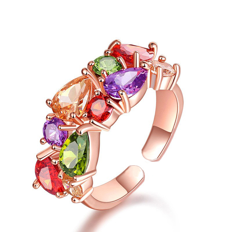 Simple Style Geometric Copper Plating Zircon Open Ring Rings 1 Piece