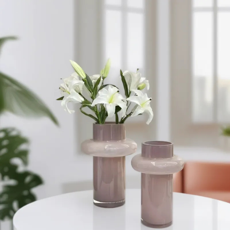 大号简约欧式小蛮腰玻璃插花花瓶干花水培花器样板间高级感摆件