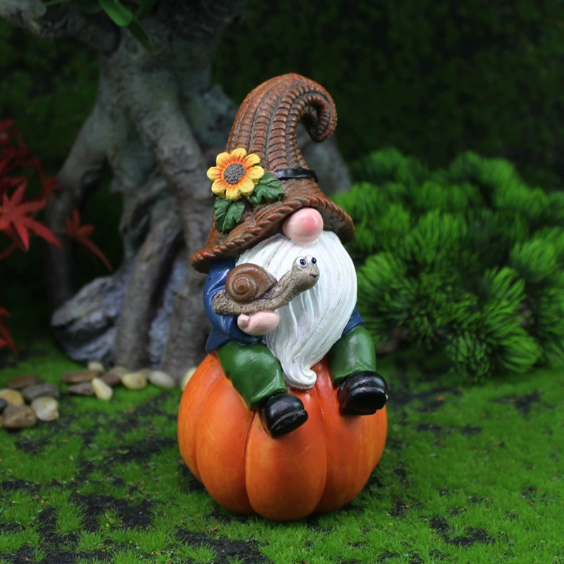 Трансграничные поделки из смолы гномы сидящие тыква фестиваль урожая украшения творческий Сад Микро пейзаж гномы украшения