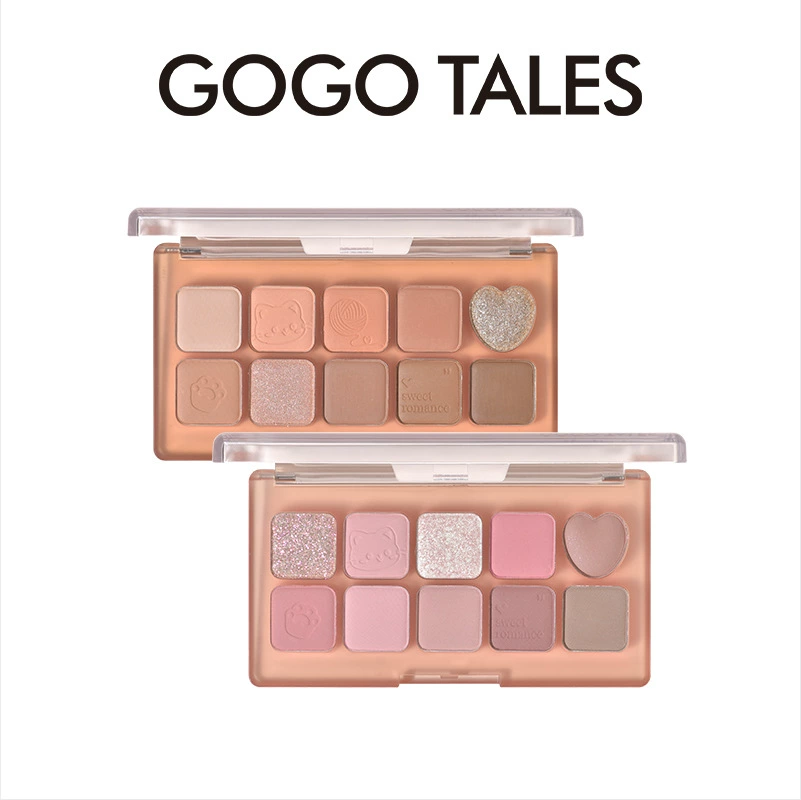 Eyeshadow Palette (gogotales) 10-Color Set with Highlighter & Blush, Matte & Shimmer