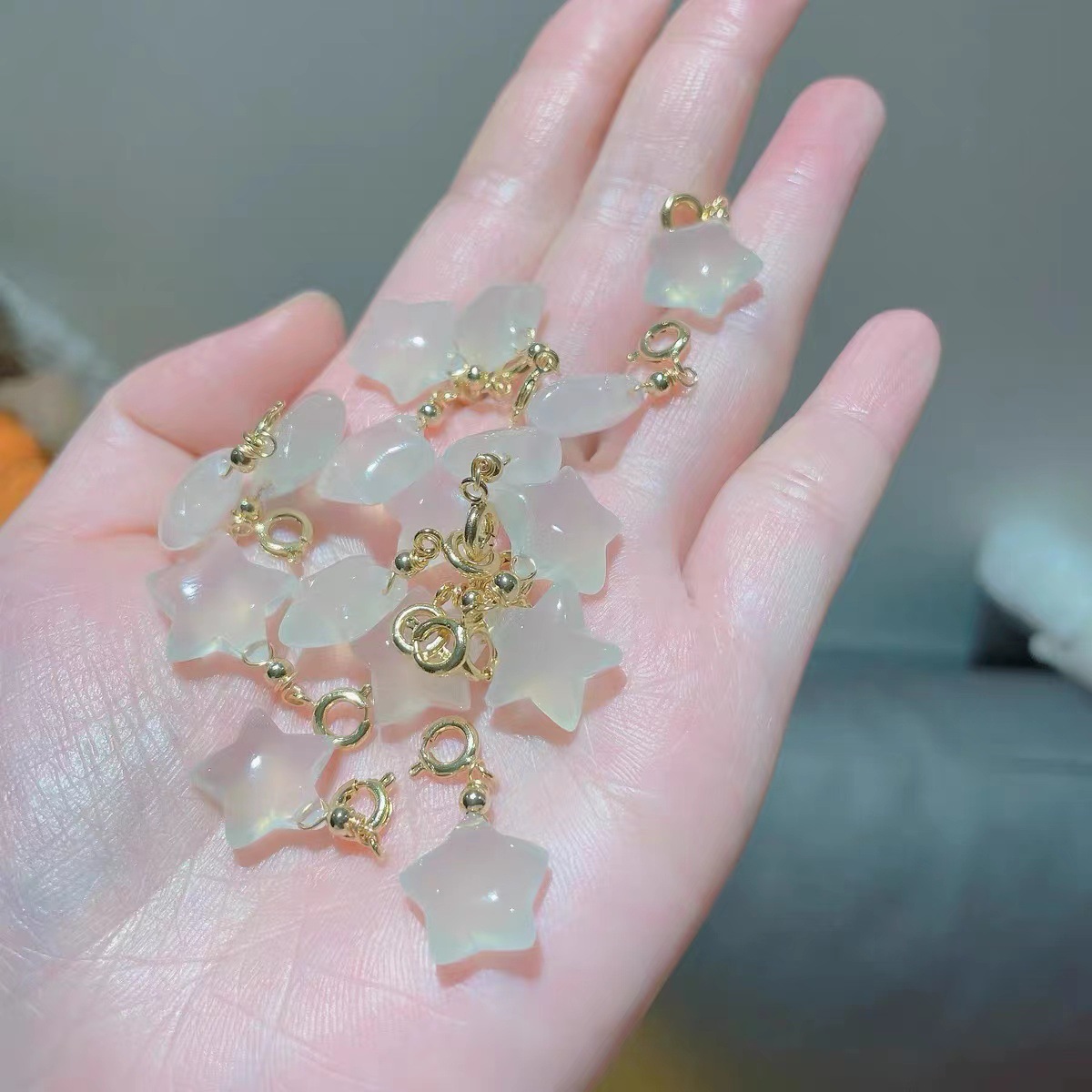 铂洛菲水晶跑量荔枝冻小吊坠滴溜星星 diy超可爱 直播走量