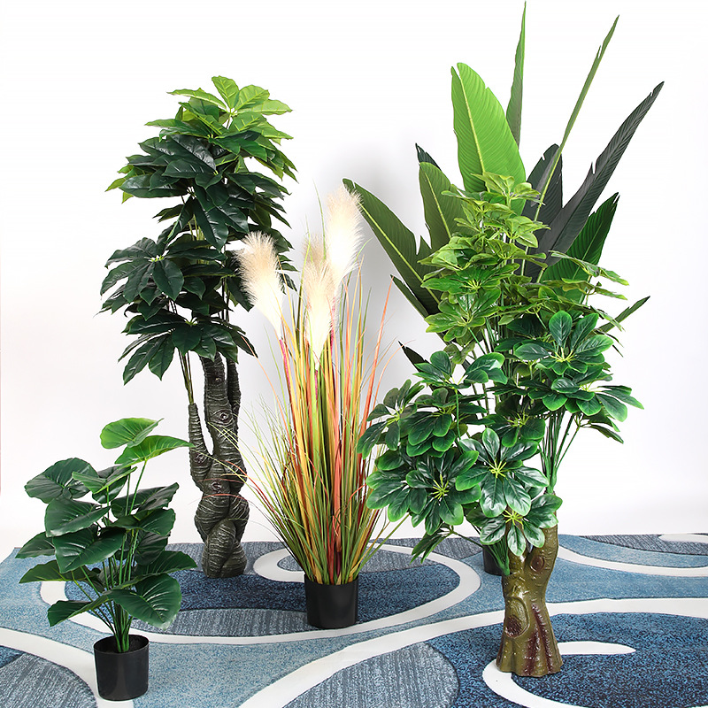 Artificial Plants Indoor Bonsai Decor Fake Tree Areca Palm Traveller's Palm Bird of Paradise Potted Plant Artificial Tree Artificial Greenery