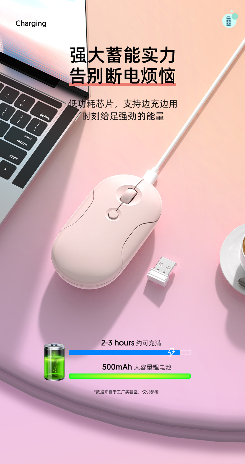 跨境工厂无线鼠标双模蓝牙轻音充电轻巧携带平板电脑通用现货批发