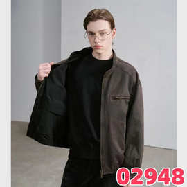 高端质感纯棉夹克男春秋新款宽松翻领外套