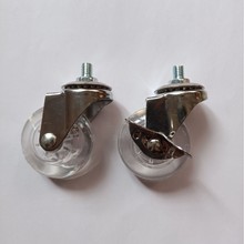 厂家直销2寸丝杆边刹透明轮顺滑耐磨万向轮活动带刹车水晶脚轮