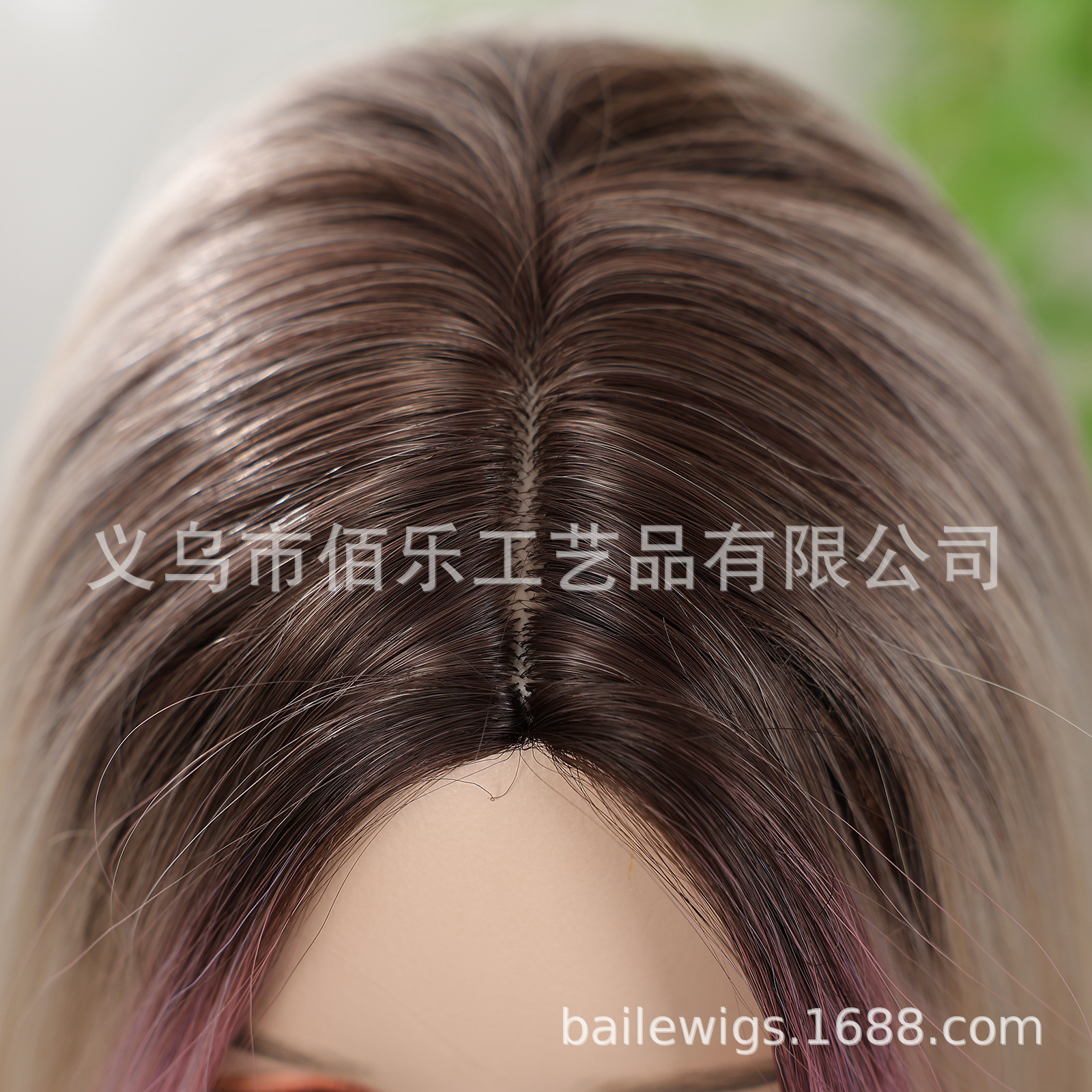 Gradiente dorado teñido rosa peluca cabello de cabello de cabello de fibra química de cabello de cabello de mujer al por mayor transfronterizo image 7