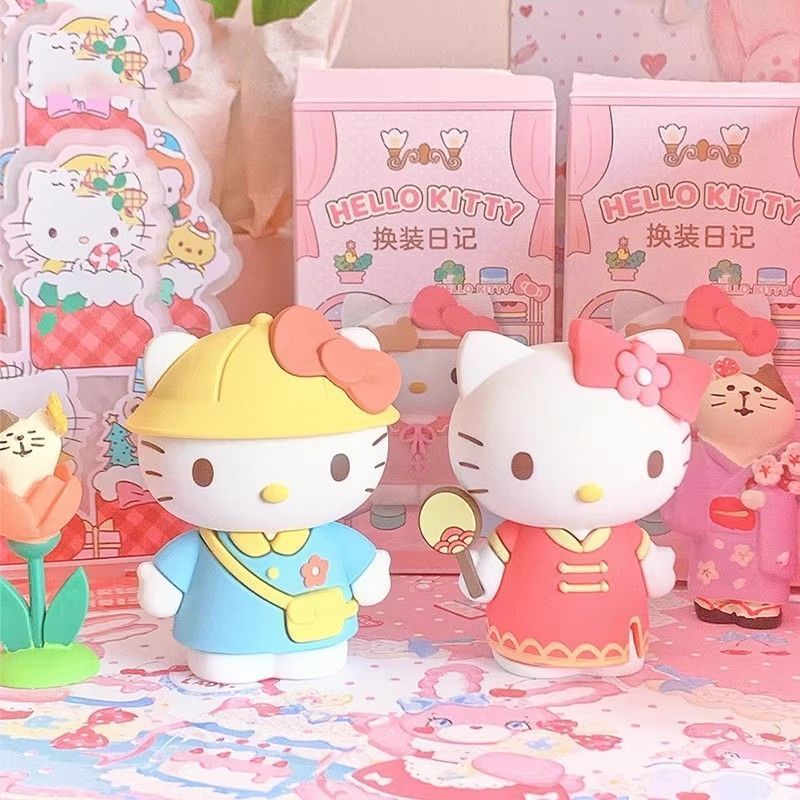 ハローキティ ドレスアップ日記シリーズ ブラインドボックス サンリオ KT 猫ハンドオフィス かわいいデスクトップ装飾品 おもちゃ チャンギング|undefined