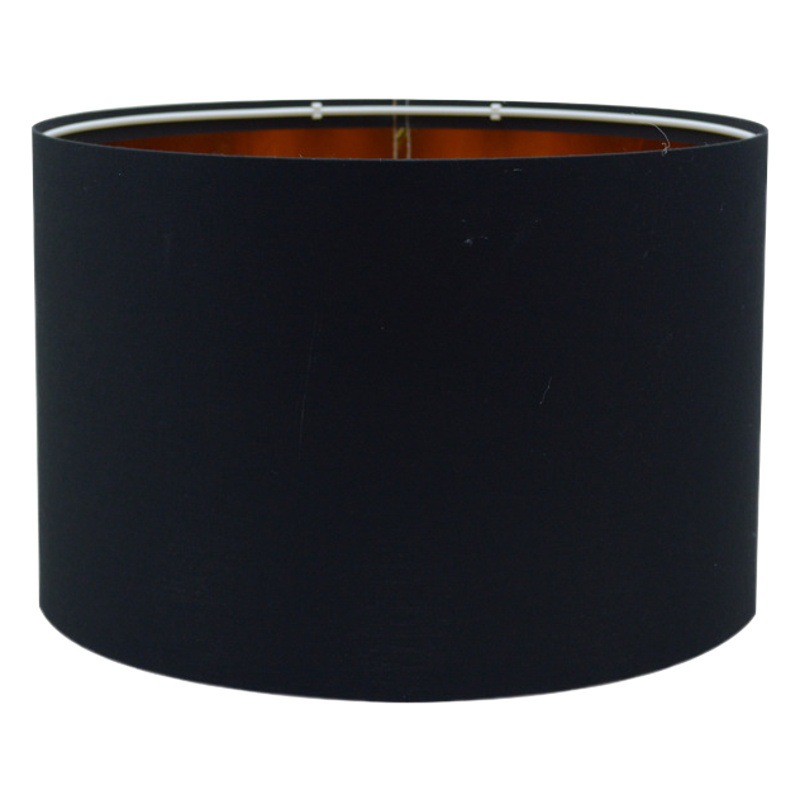 Transfronterizo E27 Redondo KD Desmontaje recto Tela TCC Exterior Negro Interior Oro Cubierta de PVC Lámpara de noche Lámpara de pared Lámpara de pie Pantalla