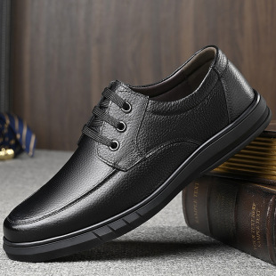 Men's Leather Shoes Cowhide Business Casual 2023 Autum Middle-Aged Men's Shoes Elderly Dad Shoes One-Piece Drop Shipping Trendy Style