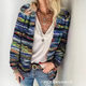 Cross-border Amazon Foreign Trade Loose Sunny Beach Playful Color Women's Printed Knitted Cardigan in stock