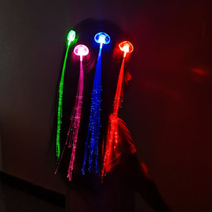Colorful luminous braid fiber optic braid wholesale LED light flash hairpin wig concert bar cheer props