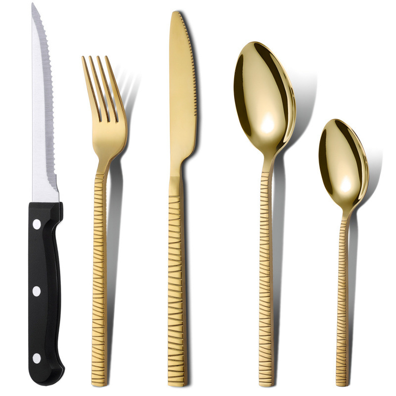 Creativo romano acero inoxidable cubiertos occidentales cuchillo de filete cuchillo de tenedor cucharas refrescos set de titanio cucharas europeas