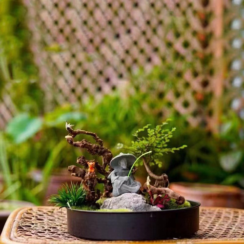 Metal craft plate tray sandbox plant pot landscape base green plant floral dish micro landscape indoor pot metal pot