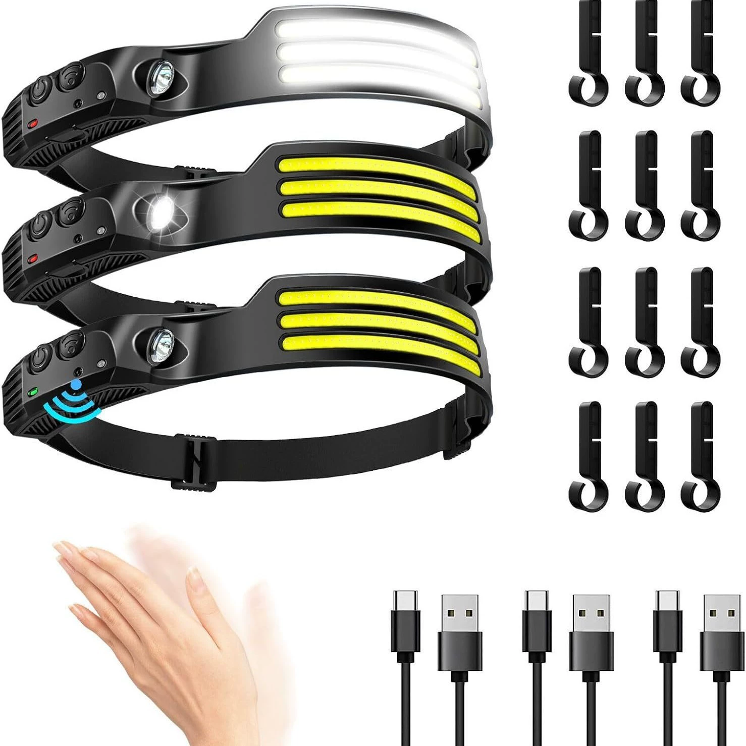 Новые трансграничные индукционные фары COB уличные велосипедные фонари USB зарядка ночные ходовые огни сильный свет фары силиконовые