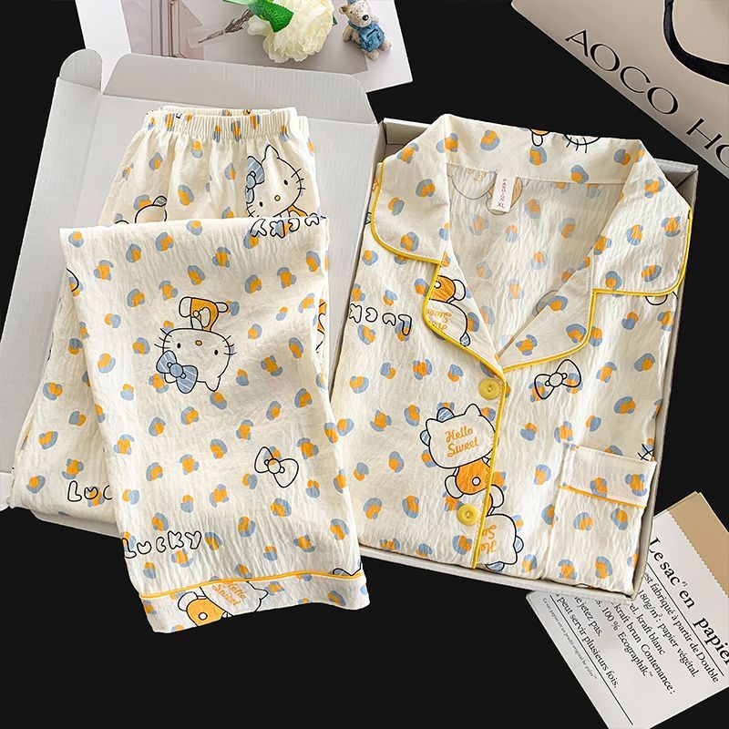 Al por mayor transfronterizo primavera y otoño dulce dibujos animados nubes de algodón pantalones de manga larga pijamas de niñas vestidos de hogar