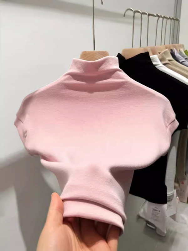 設計弾力底シャツ春秋半袖半高襟半袖底地デールモーダル修身tシャツ高襟|undefined