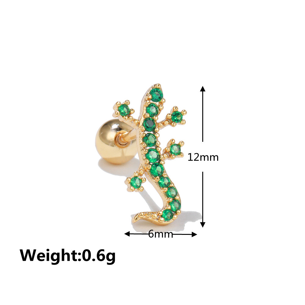 Fashion Animal Brass Inlay Zircon Ear Studs 1 Piece