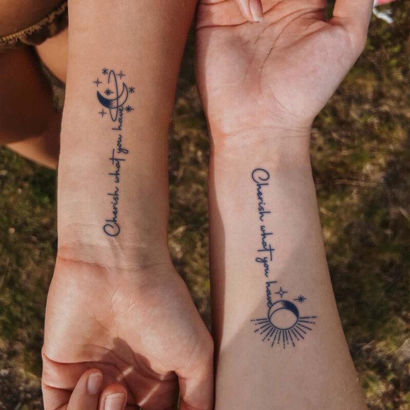 New Cross-Border Tattoo Stickers Simple Moon Sun English Short Sentence Tattoo Stickers Disposable Temporary Tattoo Stickers