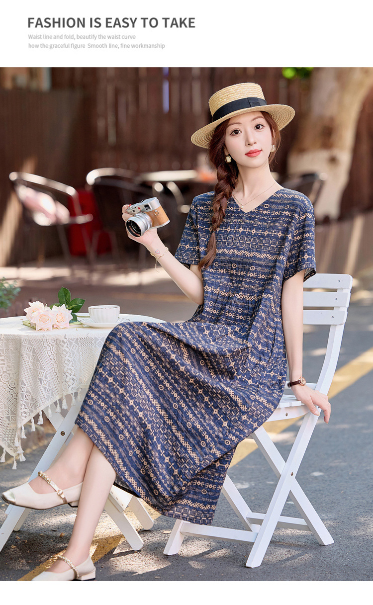 Đầm maxi nữ cotton linen in họa tiết thắt eo 2025 — Màu ảnh 03, Màu ảnh 04, Màu ảnh 01, Màu ảnh 02 chi tiết 24