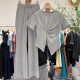 suit Women's 2024 Summer Fashion Women's Clothing Korean-style Slim-fit Sweet Wide-leg Pants Two-piece Set Instagram South Korea Dongdaemun