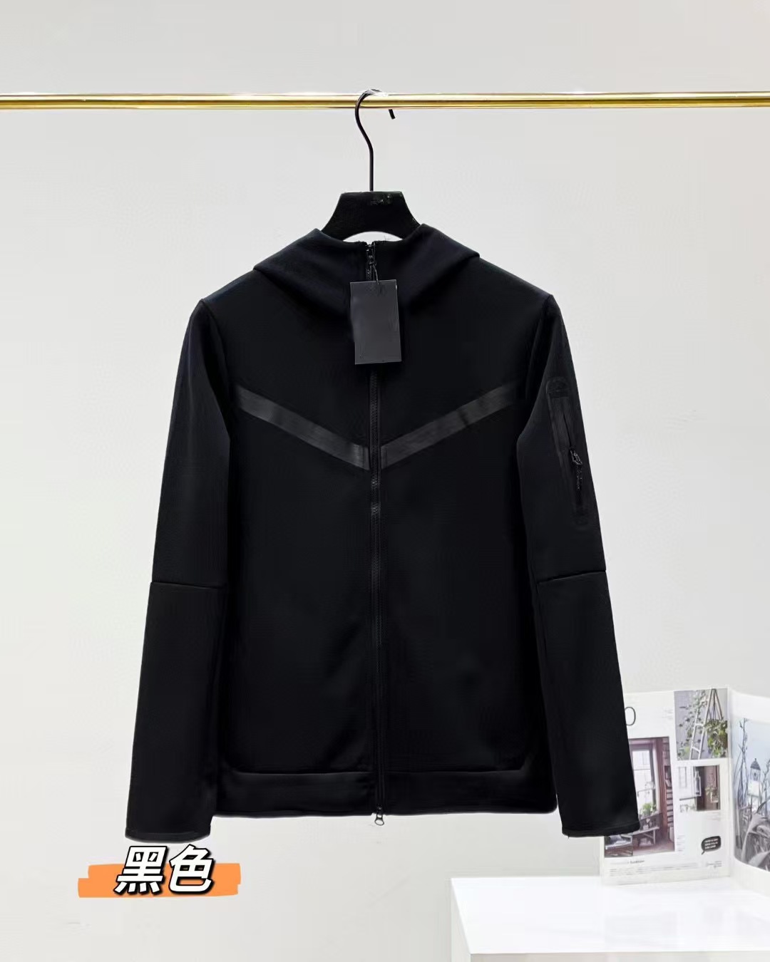 Camiseta con cremallera encapuchada transfronteriza para hombres primavera y otoño nueva chaqueta casual de ropa deportiva, pantalones de pies pequeños, dos piezas