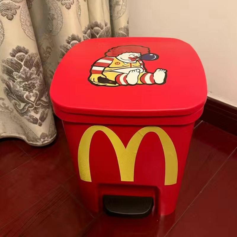 かわいい大きな目のゴミ箱家庭用蓋付き高颜値大容量漫画寝室紙かごトイレごみかご|undefined