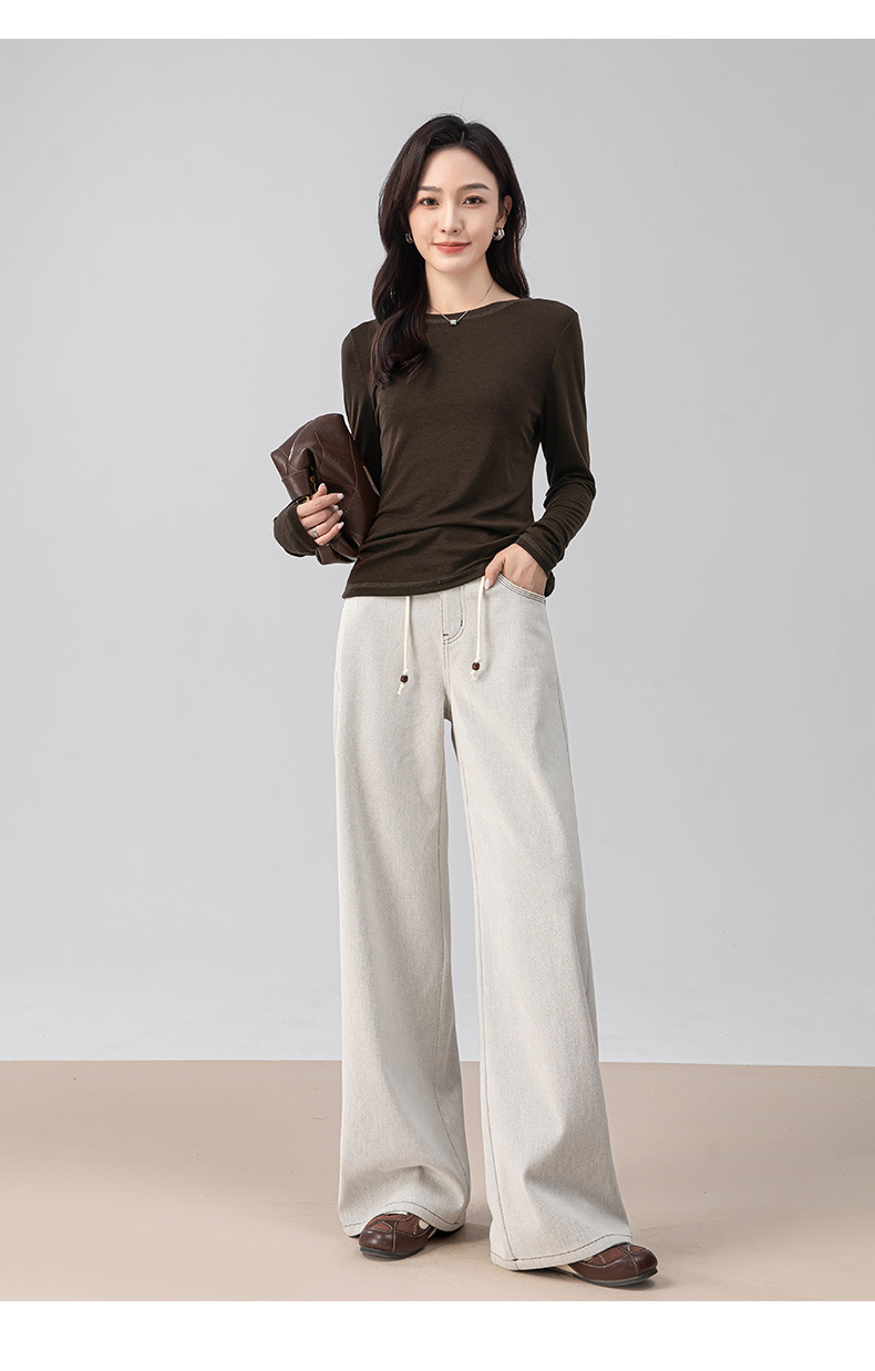 Áo thun nữ cổ tròn dáng rộng tay dài chất Tencel Cashmere phong cách retro Hàn Quốc — Màu cà phê chi tiết 22