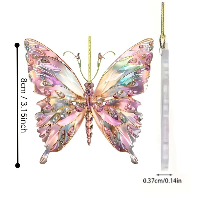 Año Nuevo transfronterizo forma de mariposa atrapador de sol 2D plano acrílico colgante decoración para el hogar colgante lista sin