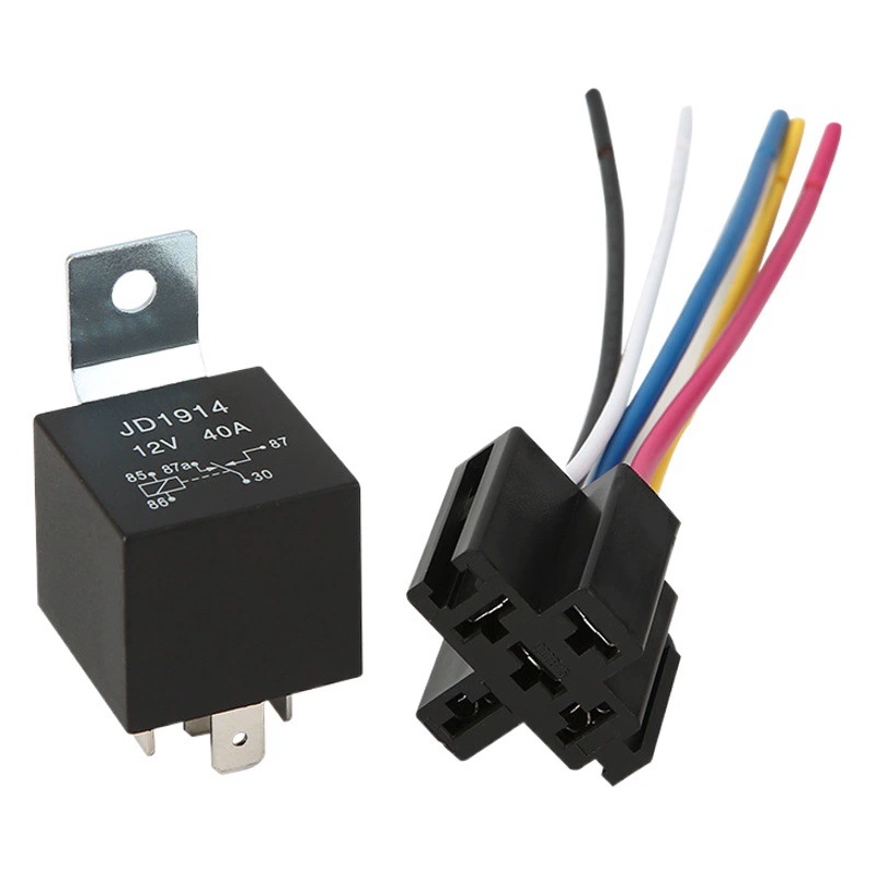 Реле автомобильное JD1914JD1912 12В-24В 40А, четырехконтактное, пятиконтактное, с железной основой и гнездом, для использования в транспортных средствах