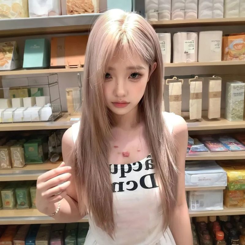【提拉米苏】假发女刘海高层次粉棕色网红减龄显脸小自然全头套式|undefined