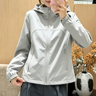 连帽夹克女收腰显瘦短款外套女2026秋季新款户外软壳衣修身上衣