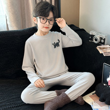 男童德绒睡衣加厚保暖内衣套装中大儿童秋冬款家居服男孩秋衣秋裤